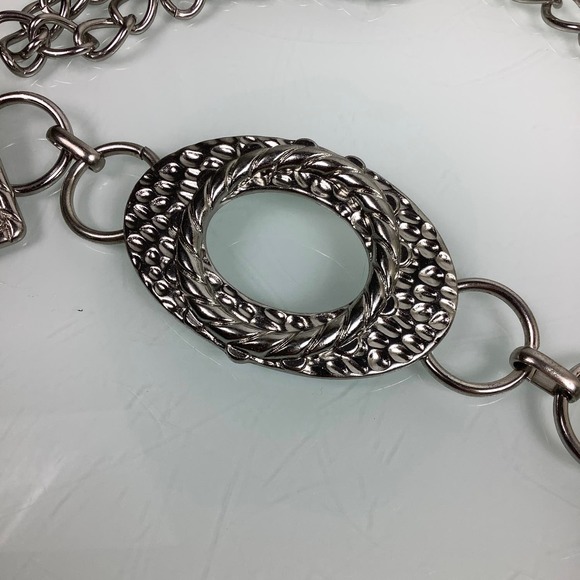 Chico’s Silver Chain Geometric Links Belt Size OSFA Small/X Large EUC main image 5